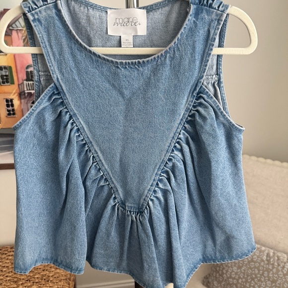 Mare Mare Tops - Mare mare Light Blue Denim Ruffle Top